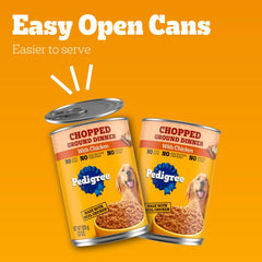 Pedigree Chopped Ground Dinner Adult Canned Soft Wet Dog Food Chicken Flavor, 22 oz. Cans  EA