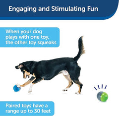 PetSafe Ricochet - Electronic Squeaking Dog Toy - 2 Paired Toys Squeak to Keep Dogs Busy - Engaging Puzzle for Bored, Anxious or Energetic Pets
