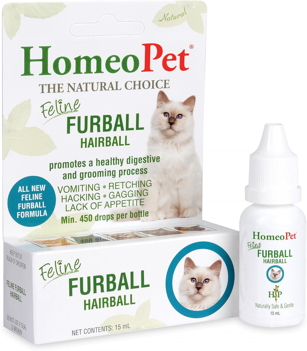 HomeoPet Feline Furball, Safe and Natural Hairball Medicine for Cats, Natural Pet Medicine, 15 Milliliters