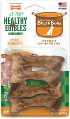 Nylabone Healthy Edibles Broth Bone Natural Dog Chews Long Lasting Treats Ham Flavor
