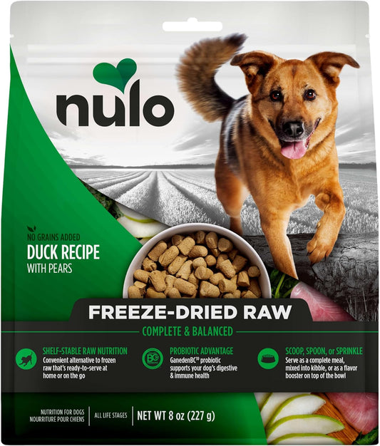 Nulo Freeze-Dried Raw Duck Recipe with Pears Complete and Balanced Dry Dog Food Kibble