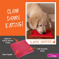 LickiMat Classic Soother Slow Feeder for Dogs Lick Mat Boredom Anxiety Reducer Perfect for Food Treats Yogurt Liquid Food Peanut Butter Fun Alternative to a Slow Feed Dog Bowl, Purple