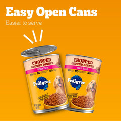 Pedigree Chopped Ground Dinner Adult Canned Soft Wet Dog Food Beef Flavor, 22 oz. Cans EA