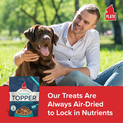 PLATO Pet Treats Dog Food Toppers - Air-Dried Dog Food Toppers for Dry Food - with Collagen to Support Skin and Coat Health - Fish and Collagen Recipe
