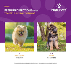 NaturVet VitaPet Puppy Daily Vitamins Plus Breath Aid for Puppies, 60 ct Time Release, Chewable Tablets, Made in The USA with Globally Source Ingredients