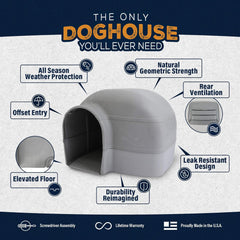 Petmate Husky Dog House for Dogs Up to 90 Pounds, Grey, Made in USA