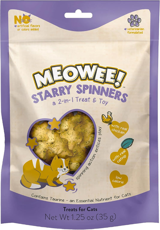 Starry Spinners Cat Treat, 2-in-1 Treat & Toy Made with Real Chicken, Chicken Liver & Catnip, Encourages Playfulness & Low Calorie