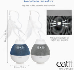 Catit PIXI Spinner, Treat Dispensing Cat Toy, Silver