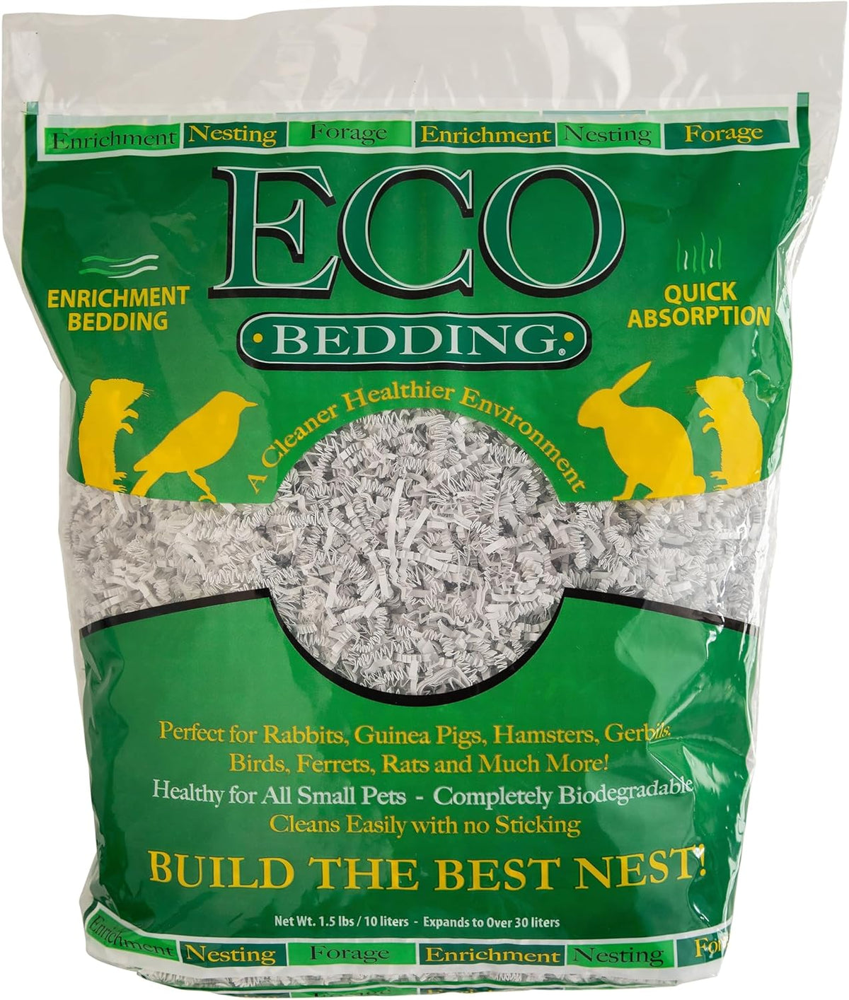 Fibercore ECO BEDDING 99% Dust Free Paper Bedding for Small Pets and Birds, White