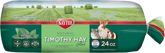 Kaytee All Natural Timothy Hay Plus Mint for Guinea Pigs, Rabbits & Other Small Animals, 24 Ounce