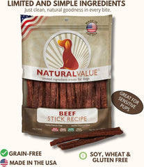 Loving Pets Natural Value Beef Sticks - Soft Jerky Dog Treats for Large & Small Breeds - Healthy Gluten, Wheat, Soy & Grain Free Pet Treats for Dogs