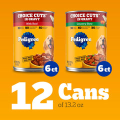 Pedigree Choice Cuts In Gravy Combo Pack Beef & Country Stew Wet Dog Food 13.2 Oz. (12 Count)