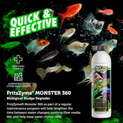 Fritz Aquatics 75016 FritzZyme Monster 360 Concentrated Biological Conditioner for Fresh Water Aquariums, 16-Ounce