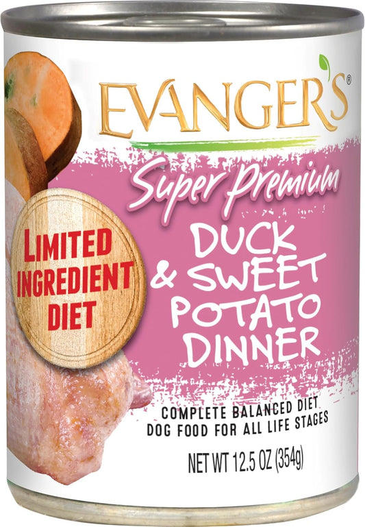 Evanger's Super Premium Duck & Sweet Potato Dinner for Dogs - 12, 12.5 oz Cans