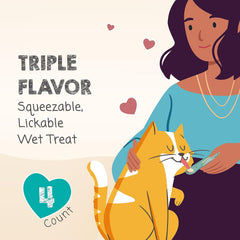 Savory Spoonables with Real Duck, Beef & Rabbit, Tube, Triple Flavor Squeezable Lickable Wet Treats for Cats with Built-in Spoon for Less Mess