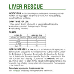 HomeoPet Liver Rescue, Safe and Natural Liver-Support Supplement for Cats, Dogs, and Other Small Animals, 15 Milliliters