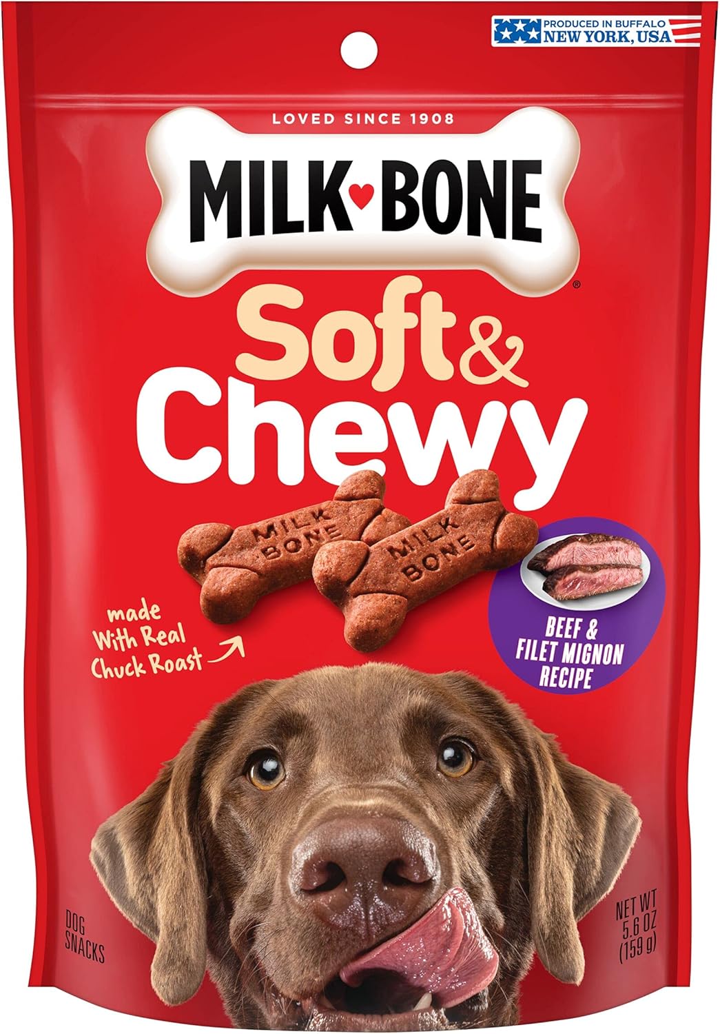 Milk-Bone Soft & Chewy Beef & Filet Mignon Recipe Dog Snacks, 5.6-Ounces
