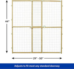 MidWest Homes for Pets Wire Mesh Pet Safety Gate, Pressure Mounted Dog Gate, Natural Wood & White Powder Coated Wire Mesh
