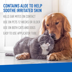 Ear Mite Treatment For Dogs and Cats Over 12 Weeks, Kills Ear Mites On Contact, Relief For Dogs and Cats Suffering From Ear Mites, Soothing Aloe and Lanolin Formula .5 Fl Oz
