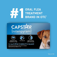 Capstar(nitenpyram) for Dogs Fast-Acting Oral Flea Treatment for Dogs 2-25 lbs, Vet-Recommended Medication Tablets Start Killing in 30 Minutes, 6 Doses