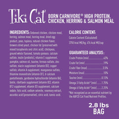Tiki Cat Born Carnivore High Protein, Chicken, Herring & Salmon Meal, Grain-Free Baked Kibble to Maximize Nutrients, Dry Cat Food