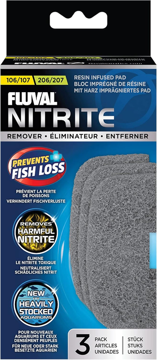 Fluval 107/207 Nitrite Remover Pad, Replacement Aquarium Canister Filter Media, 3-Pack