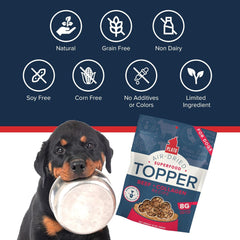 PLATO Pet Treats Dog Food Toppers - Air-Dried Dog Food Toppers for Dry Food - with Collagen to Support Skin and Coat Health - Beef and Collagen Recipe