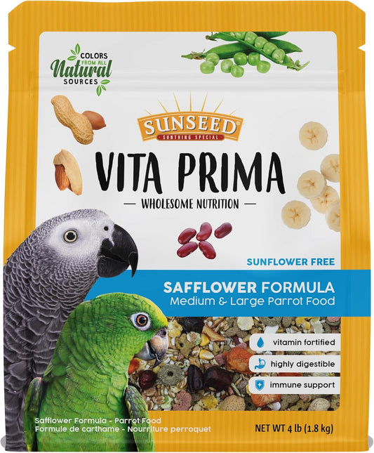 Sunseed Vita Prima Wholesome Nutrition Safflower Formula Large Parrot Food, 4 LBS, Model Number: 59758