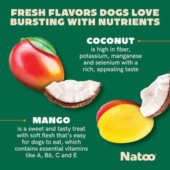 NATOO Biscuits for Small Dogs - Crunchy Treats Coconut & Mango – Healthy Natural Dog Biscuits, Rich in Omega 6, Prebiotics & Fibers, Antioxidants for Immunity (Puppies, 8 oz)