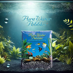 Pure Water Pebbles Jet Black Aquarium Gravel - Non-Toxic, Colorfast, Vibrant Substrate for Aquariums, Terrariums, Ponds & Crafts