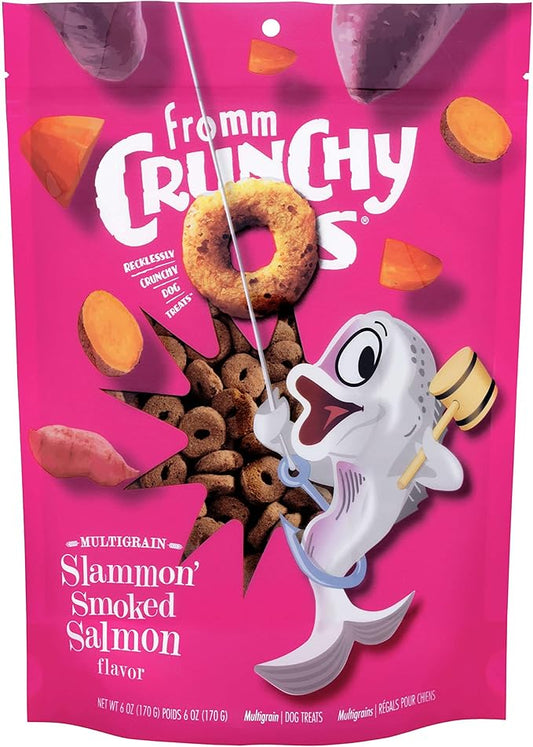 Fromm Crunchy Os Slammon' Smoked Salmon Dog Treats - Premium Crunchy Dog Treats-6 oz