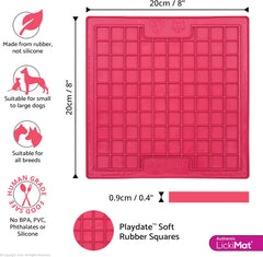 LickiMat Classic Playdate Slow Feeder for Dogs Lick Mat Boredom Anxiety Reducer Perfect for Food Treats Yogurt Liquid Food Peanut Butter Fun Alternative to a Slow Feed Dog Bowl, Pink