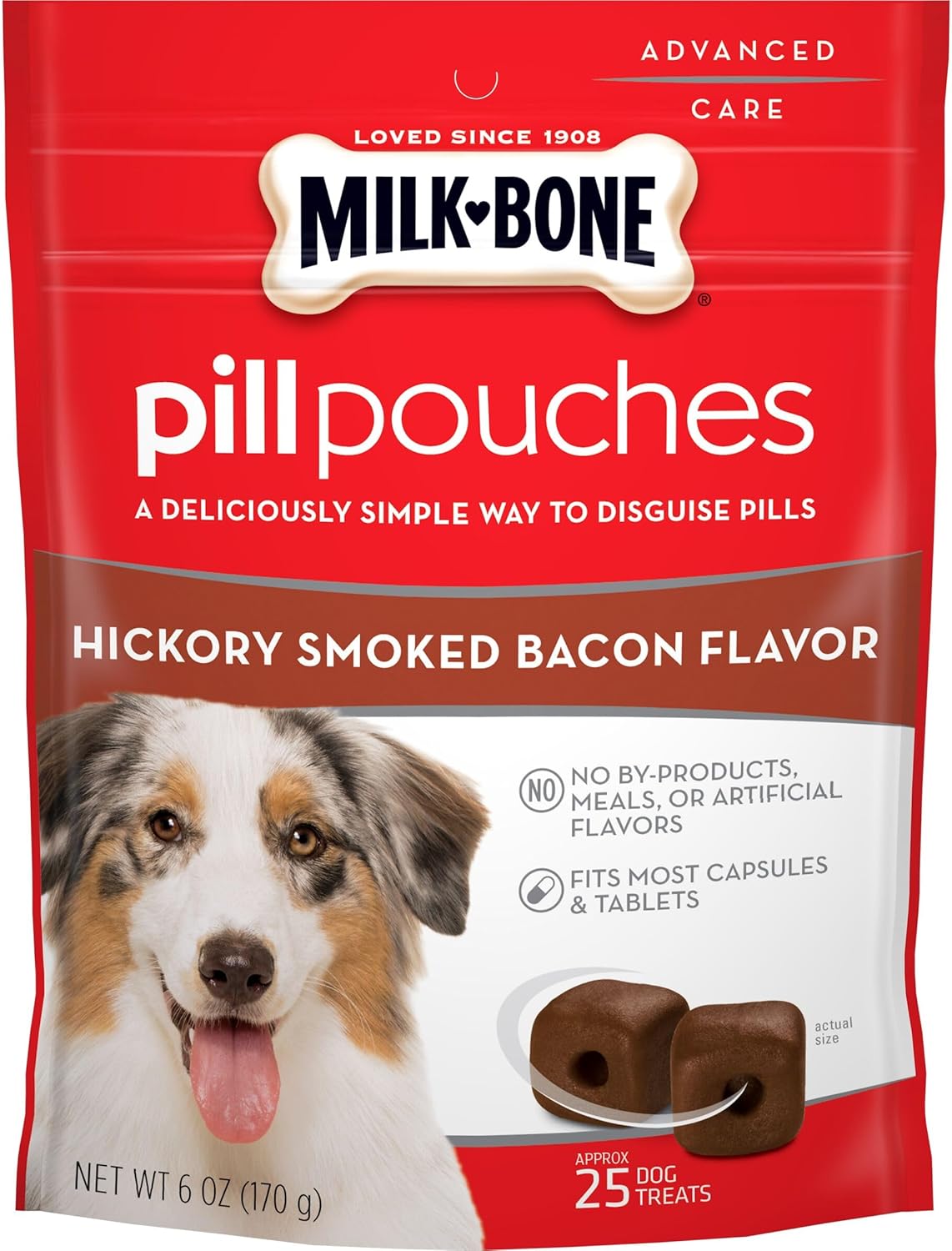 Milk-Bone Pill Pouches Dog Treats, Hickory Smoked Bacon Flavor, 6 Ounce