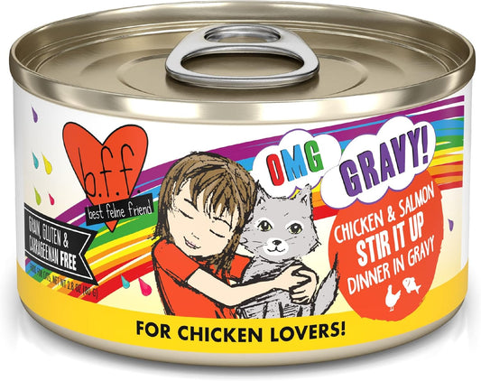 Weruva B.F.F. OMG - Best Feline Friend Oh My Gravy!, Chicken & Salmon Stir It Up with Chicken & Salmon in Gravy