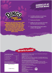 Dingo Twist Sticks 50 Count, Premium Rawhide Treats For Dogs Made with Real Chicken 50-Count