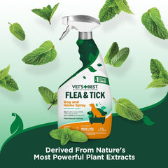 HERO PET  Vet's Best Natural Indoor Flea and Tick Spray – Dog Flea and Tick Treatment for Home, Plant-Based Formula with Natural Oils, Kills Fleas, Eggs & Ticks on Contact, Made in USA, 32 oz