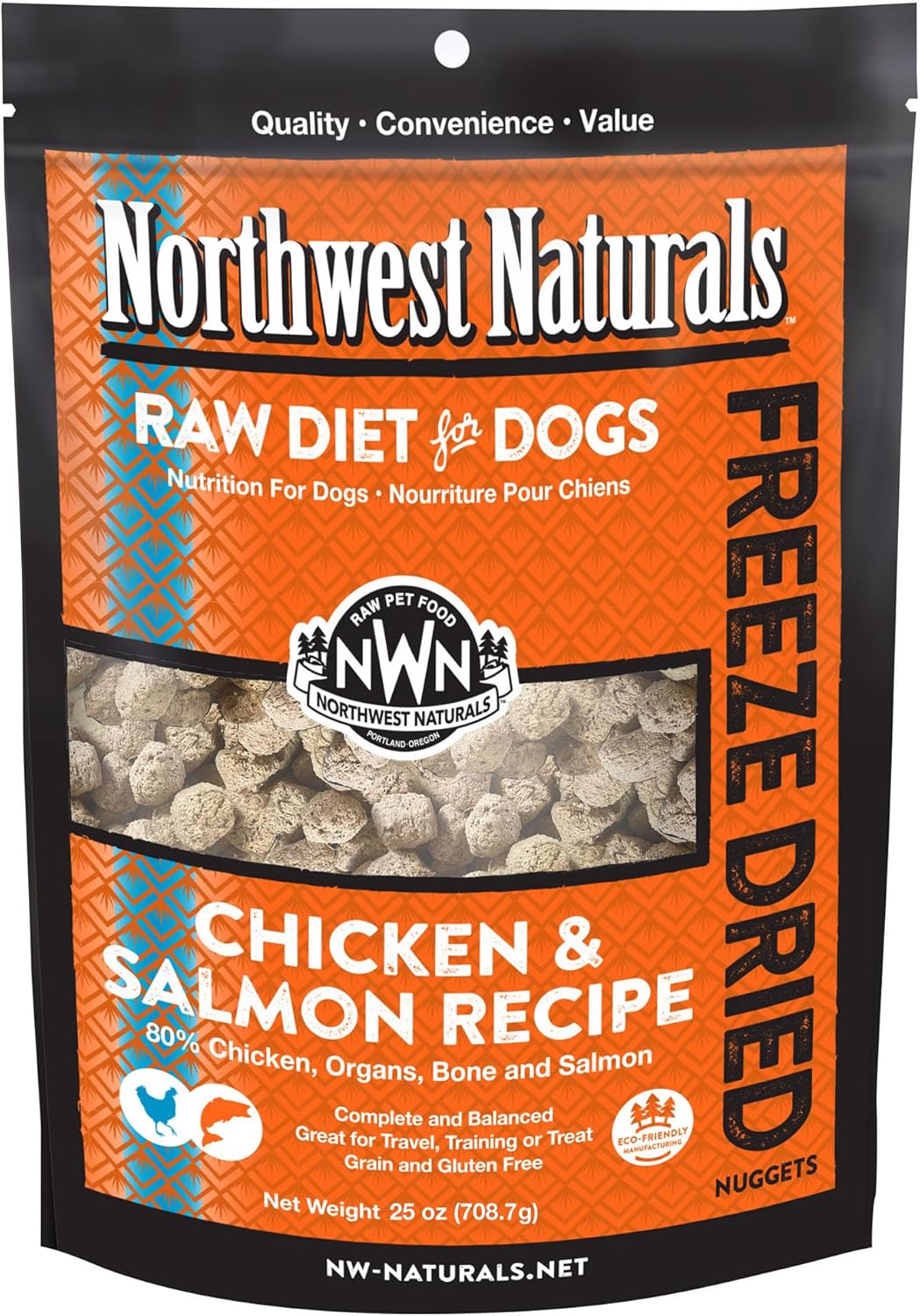 Northwest Naturals Freeze-Dried Chicken & Salmon Dog Food - Bite-Sized Nuggets - Grain-Free, High-Protein, Raw Diet, Human-Grade, Limited Ingredients, All Natural, Omega-3 for Skin & Coat