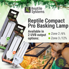 Reptile Compact Pro Basking Lamp – Ferguson Zone 2 Lamp: 6% UVB, Forest – Full Spectrum UVA & UVB Amphibian & Reptile Lighting – 7.09 Inch Fixture – 23 Watts