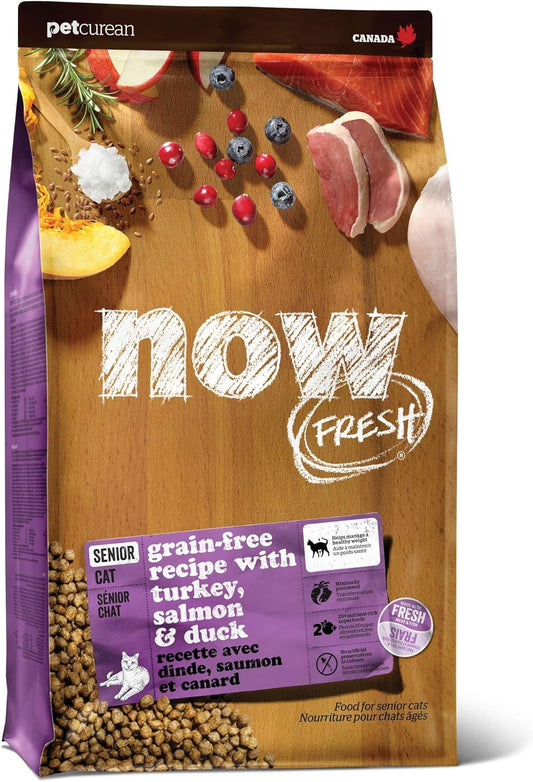 Now Fresh Grain-Free Senior Dry Cat Food with Turkey, Salmon & Duck, Premium Kibble Made with Real Meat & Fish, Chicken-Free Recipe, Supports Healthy Weight Management