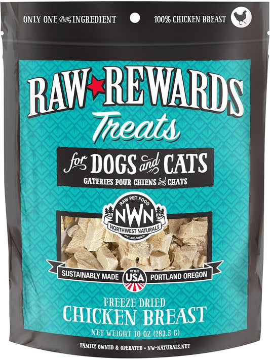 Northwest Naturals Raw Rewards Freeze-Dried Chicken Breast Treats for Dogs and Cats - Bite-Sized Pieces - Healthy, 1 Ingredient, Human Grade Pet Food, All Natural, Proudly Made in USA
