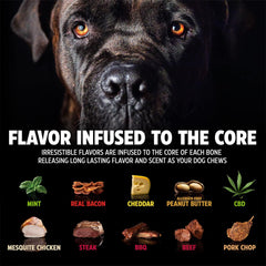 Pet Qwerks Wishbone BarkBone - Nylon Chew Toy for Aggressive Chewers - Bacon Flavor