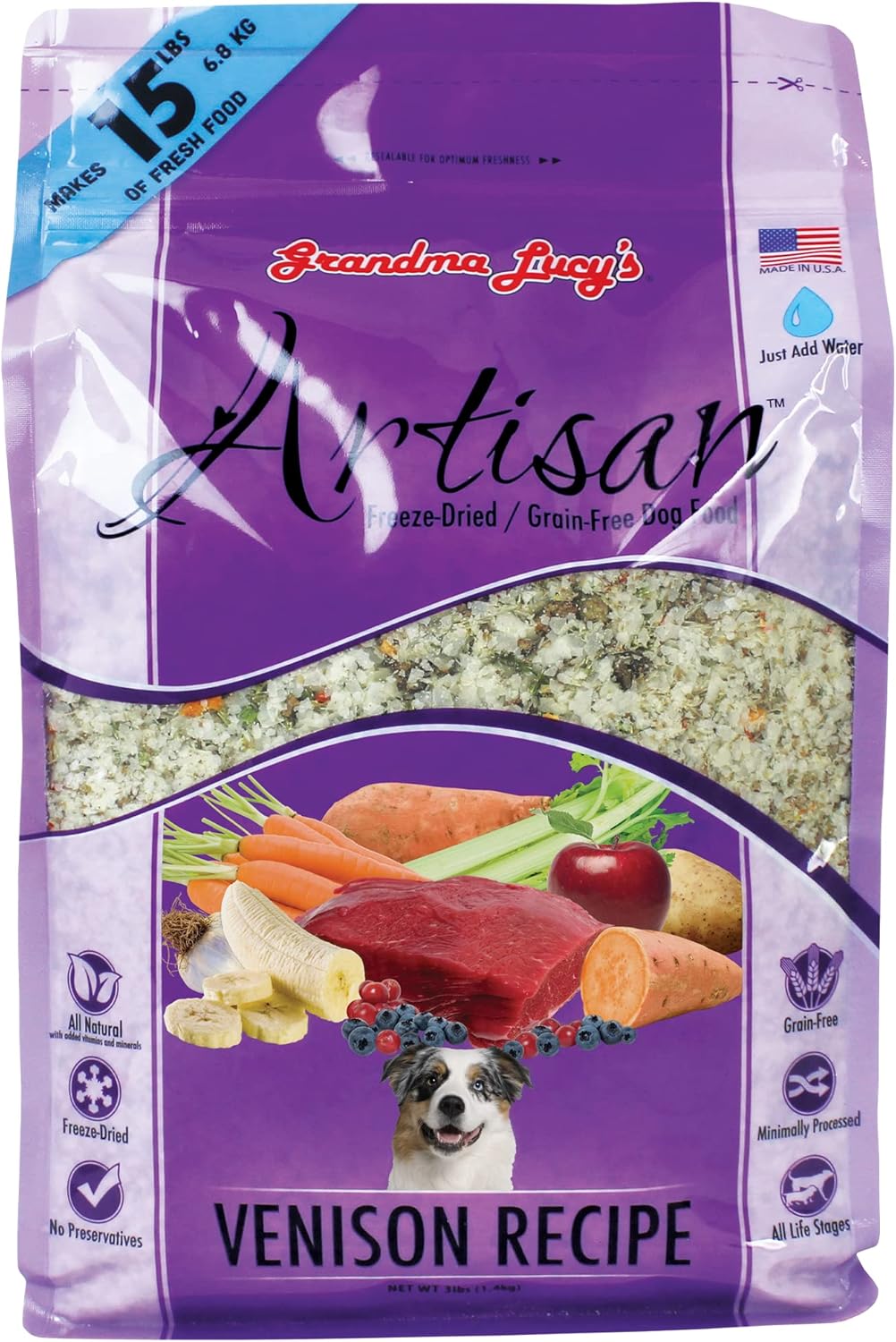 Grandma Lucy’s® Artisan™ Freeze Dried Grain Free Venison Recipe Dog Food