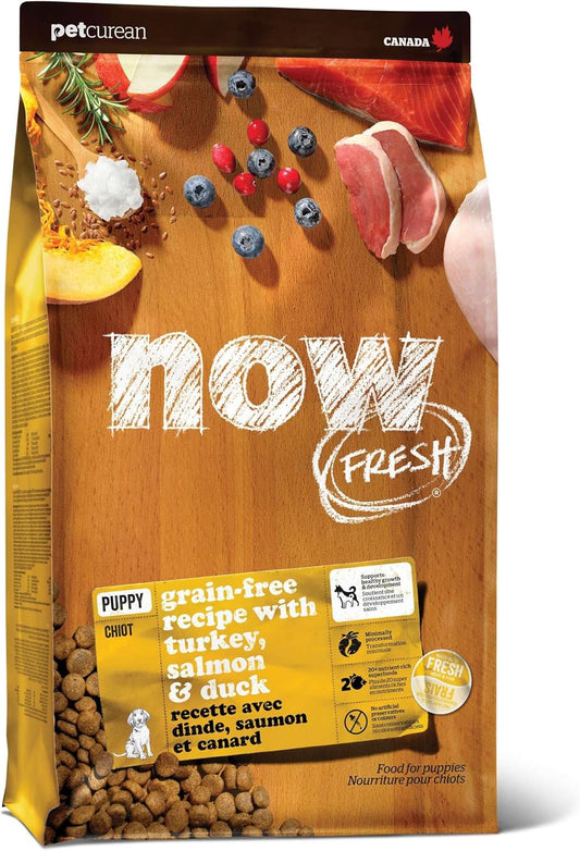 Now Fresh Grain-Free, Dry Dog Food, Real Meat and Fish, Turkey, Salmon and Duck Puppy Recipe, All Breed Size, 3.5 lb Bag