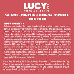 Lucy Pet Formulas for Life Salmon, Pumpkin, & Quinoa Dry Dog Food, All Life Stages, Digestive Health, Sensitive Stomach & Skin