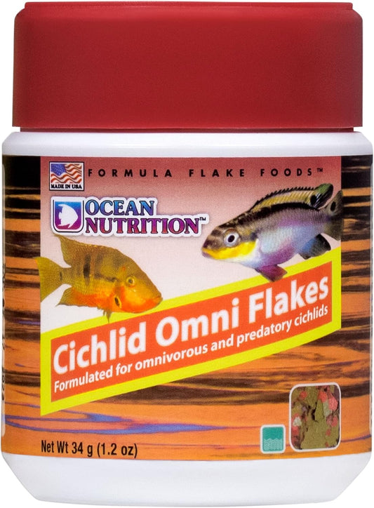 Ocean Nutrition Fish Food - Cichlid Fish Food, High Protein Fish Flakes, Tropical Fish Flakes, Ideal Cichlid Food for Angelfish, Kribensis, Ram Cichlids and More, Made in The USA, 1.2 oz (34 g)
