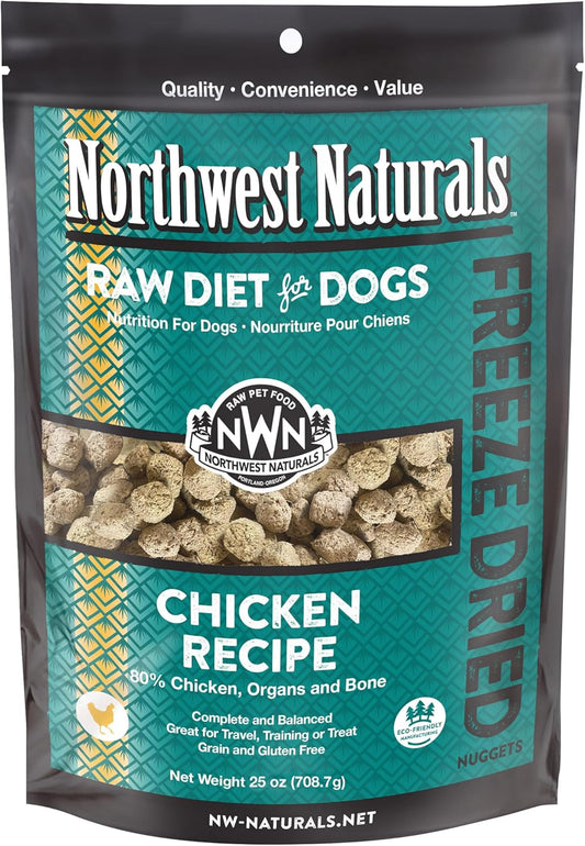 Northwest Naturals Freeze-Dried Chicken Dog Food - Bite-Sized Nuggets - Grain-Free, High-Protein, Raw Diet, Human-Grade Ingredients, All Natural, Healthy & Nutritious, Proudly Made in USA,