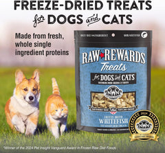 Northwest Naturals Raw Rewards Freeze-Dried Whitefish Treats for Dogs and Cats - Bite-Sized Pieces - Healthy, 1 Ingredient, Human Grade Pet Food, All Natural, Proudly Made in USA