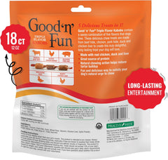 Good ‘n’ Fun Triple Flavor Kabobs Chews for All Dogs, 18 Count, Treat Your Dog to Chews Made from Beef Hide, Real Chicken, Pork Hide, Duck and Chicken Liver