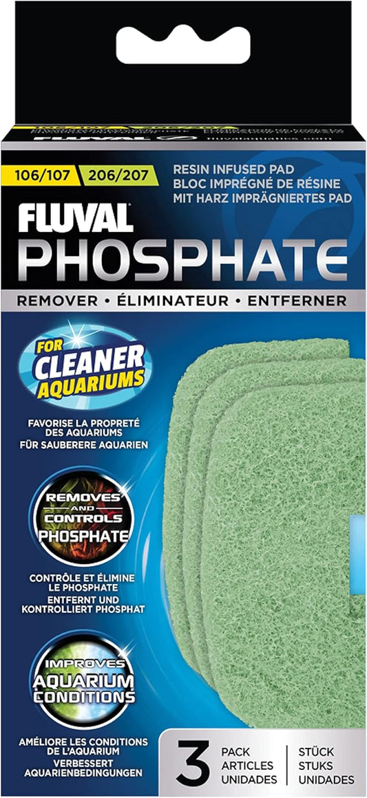 Fluval 107/207 Phosphate Remover Pad, Replacement Aquarium Canister Filter Media, 3-Pack