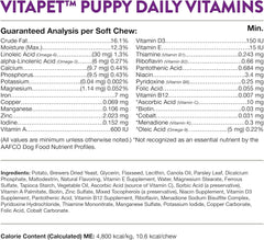 NaturVet – VitaPet Puppy Daily Vitamins for Dogs – Plus Breath Aid – Specifically Formulated to Provide Puppies with Essential Vitamins, Minerals, Amino Acids & Fatty Acids (70 Soft Chews)